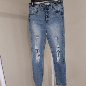 Oasis Light Blue Distressed Ankle Jeans